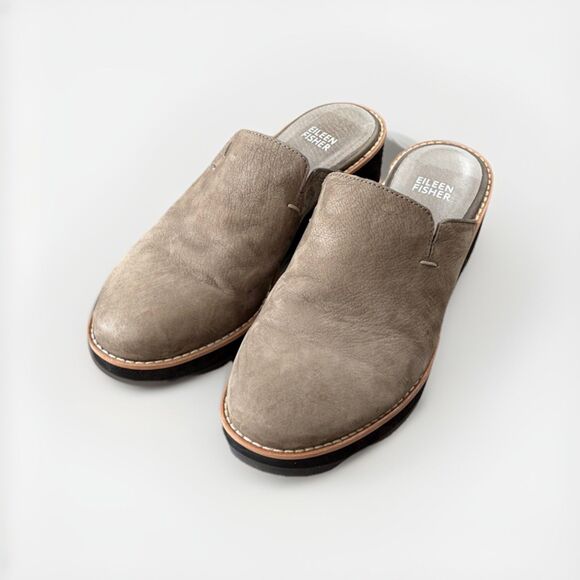 Eileen Fisher Shoes - Eileen Fisher Loti Tumbled Nubuck Wedge Mule Shoes Size 7.5